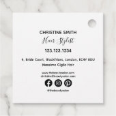 シンプル白と黒の線描の花フローラ フェイバータグ (裏面)