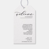 シンプル白と黒モダンの結婚感謝 ギフトタグ (正面)