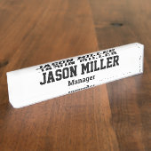 シンプル白と黒レタリング デスクネームプレート (側面)