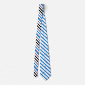 シンプル白に青と黒のストライプ ネクタイ (裏面)