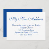 シンプル白のエレガントDark Blueの新しいアドレス エンクロージャーカード (正面/裏面)