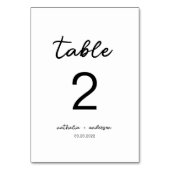 シンプル白のスクリプエレガントト結婚の テーブルナンバー (正面)