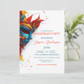 シンプル白のマエレガントーキュパーティー誕生日 招待状 (スタンド正面)