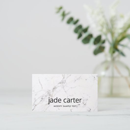 シンプル白の大理石 名刺 (スタンド正面)