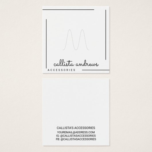 シンプル白の黒のスクリプ縁どトリングや輪表示 (正面&裏面)