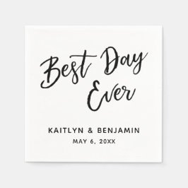 シンプル白の黒最高の字の日 スタンダードカクテルナプキン
