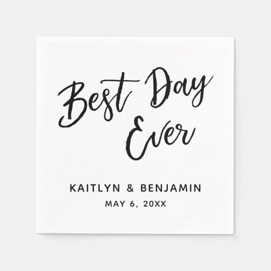 シンプル白の黒最高の字の日 スタンダードカクテルナプキン (正面)