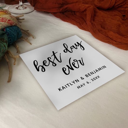 シンプル白の黒最高の字の日 スタンダードカクテルナプキン