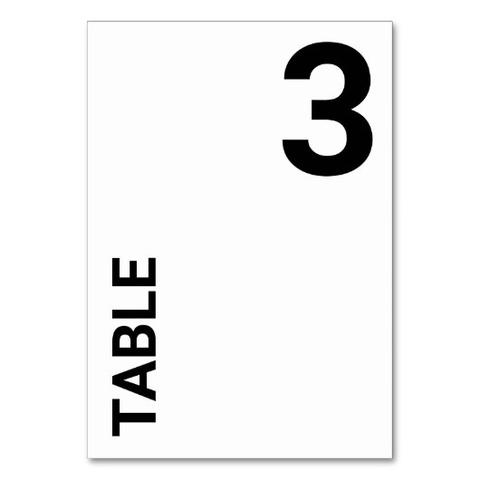 シンプル白はっきりした文字テーブル番号カード テーブルナンバー (正面)