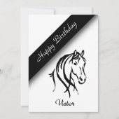 シンプル白ウマ科の誕生日パーティー招待 招待状 (正面)