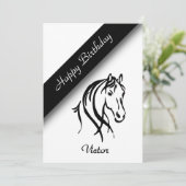 シンプル白ウマ科の誕生日パーティー招待 招待状 (スタンド正面)