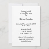 シンプル白ウマ科の誕生日パーティー招待 招待状 (裏面)