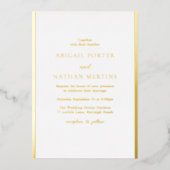 シンプル白エレガントと金ゴールド結婚の 箔招待状 (正面)