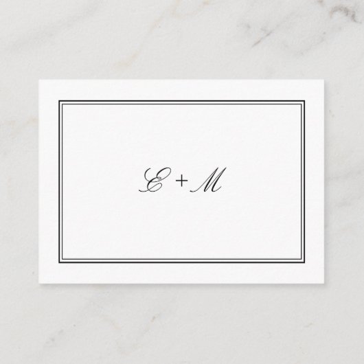 シンプル白エレガントな結婚式詳細QRコード エンクロージャーカード (裏面)