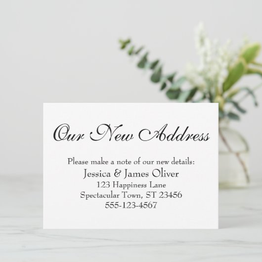 シンプル白エレガントに黒のアドレス エンクロージャーカード (スタンド正面)