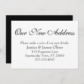 シンプル白エレガントに黒のアドレス エンクロージャーカード (正面/裏面)