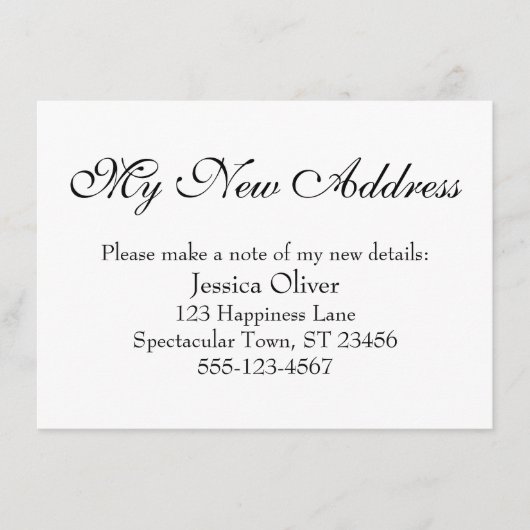 シンプル白エレガントに黒の新アドレス エンクロージャーカード (正面)