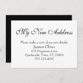 シンプル白エレガントに黒の新アドレス エンクロージャーカード (正面/裏面)