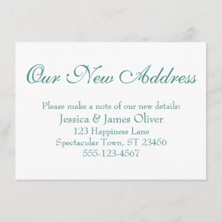 シンプル白エレガントの新しいアドレス光ティール（緑がかった色） エンクロージャーカード