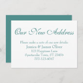 シンプル白エレガントの新しいアドレス光ティール（緑がかった色） エンクロージャーカード (正面/裏面)