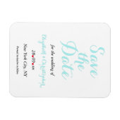 シンプル白エレガントティール（緑がかった色）結婚式の日付を保存 マグネット (横)