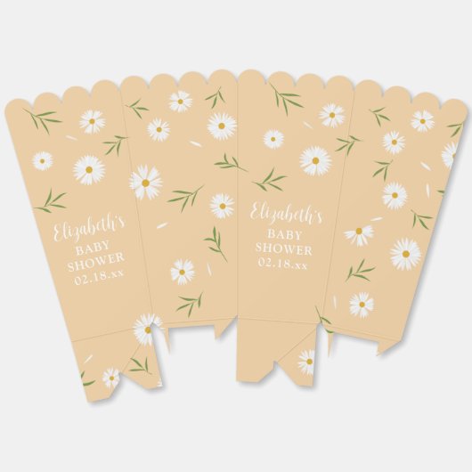 シンプル白エレガントデイジー夏赤ちゃんシャワー フェイバーボックス (見開き)