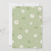 シンプル白エレガントデイジー緑の赤ちゃんシャワー 招待状 (裏面)