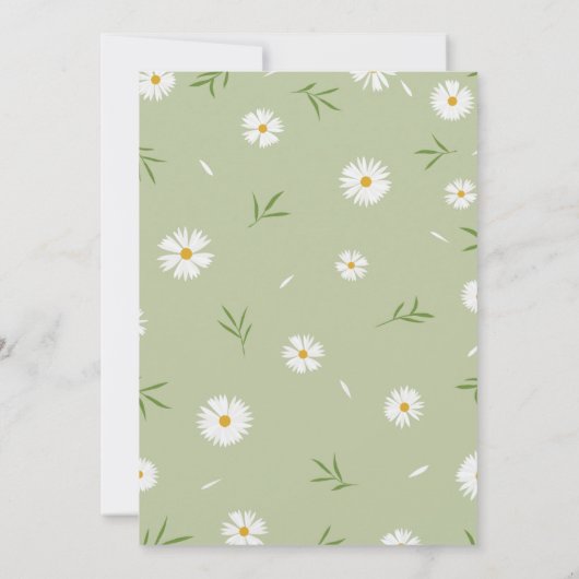 シンプル白エレガントデイジー緑の赤ちゃんシャワー 招待状 (裏面)