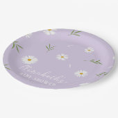 シンプル白エレガントデイジー赤ちゃんシャワー ペーパープレート (アングル)