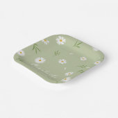 シンプル白エレガントデイジー赤ちゃんシャワー ペーパープレート (傾斜あり)