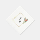 シンプル白エレガントフローラスクエア結婚ズ スタンダードカクテルナプキン (角)