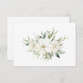 シンプル白エレガントフローラブーケフラット ノートカード (正面/裏面)