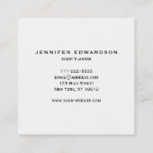 シンプル白エレガントミニマルプロフェッショナルスクア スクエア名刺 (裏面)