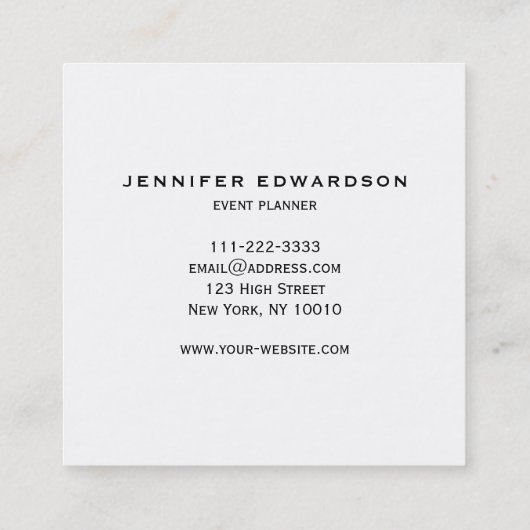 シンプル白エレガントミニマルプロフェッショナルスクア スクエア名刺 (裏面)