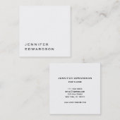 シンプル白エレガントミニマルプロフェッショナル。 スクエア名刺 (正面/裏面)