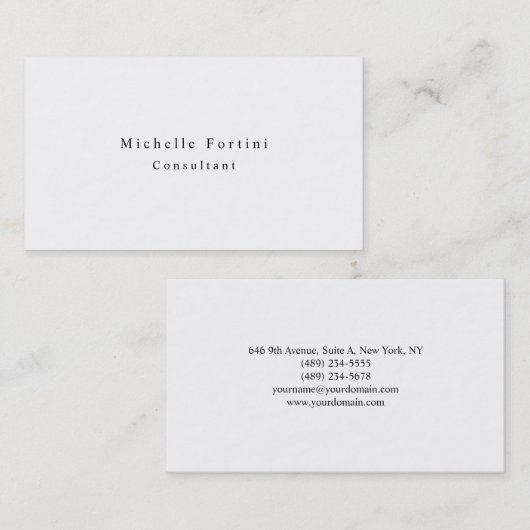 シンプル白エレガントミニマルモダン 名刺 (正面/裏面)