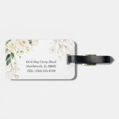 シンプル白エレガントローズグリーナリーフローラ ラゲッジタグ (裏面横)