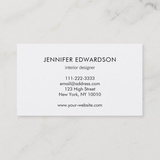 シンプル白エレガント大理石パターンプロフェッショナル 名刺 (裏面)