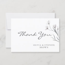 シンプル白エレガント手引き花。ウェディング サンキューカード