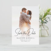 シンプル白エレガント文字Arch 2写真結婚s セーブザデート (スタンド正面)