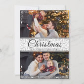 シンプル白エレガント枠2写真クリスマス シーズンカード (正面)