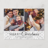 シンプル白エレガント枠2写真クリスマス シーズンポストカード (正面)