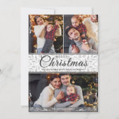 シンプル白エレガント枠3写真クリスマス シーズンカード (正面)