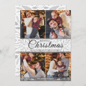 シンプル白エレガント枠4写真クリスマス シーズンカード (正面/裏面)