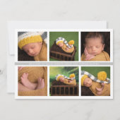 シンプル白エレガント灰色クロスベビーフォトコラージュ 案内状 (裏面)