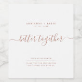 シンプル白エレガント白とバラ金ゴールド結婚の ワインラベル (シングルラベル)