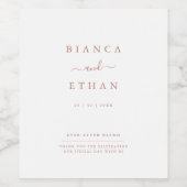 シンプル白エレガント白とバラ金ゴールド結婚の ワインラベル (シングルラベル)