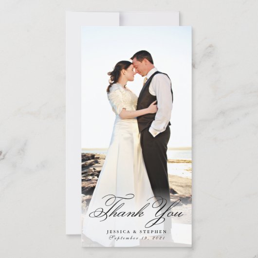 シンプル白エレガント白8x4フォトカード サンキューカード (正面)