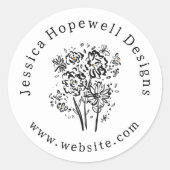 シンプル白エレガント紅花事業 ラウンドシール (正面)
