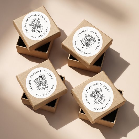 シンプル白エレガント紅花事業 ラウンドシール